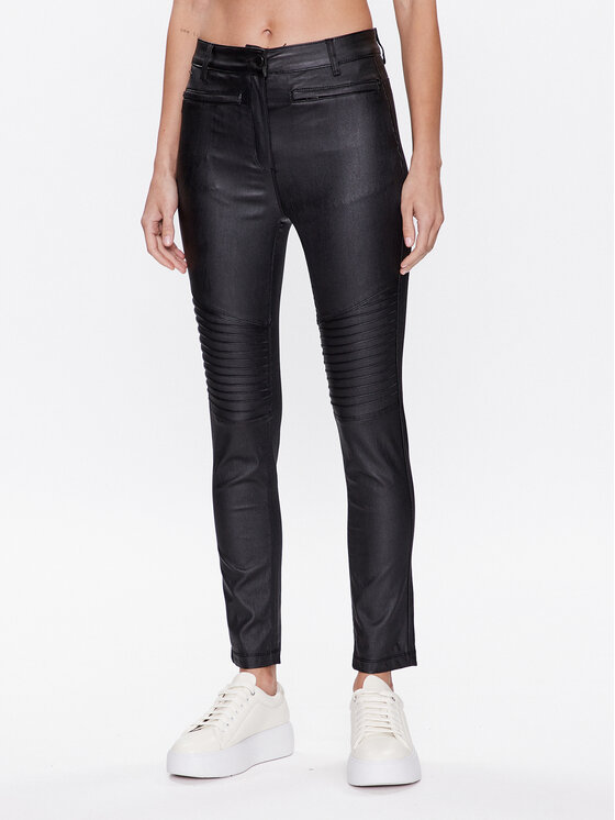 Volcano Volcano Ādas imitācijas bikses R-Verona L07364-S23 Melns Slim Fit