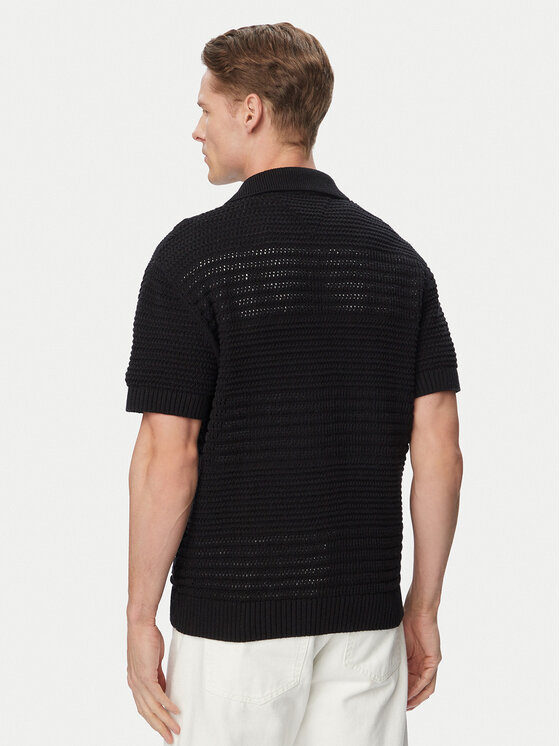 Tommy Jeans Tommy Jeans Marškiniai Crochet DM0DM23373 Juoda Regular Fit