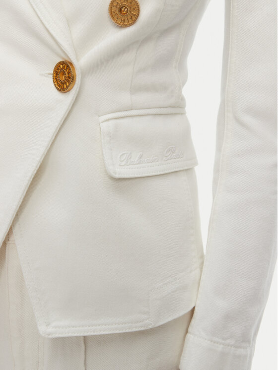 Balmain Balmain Marynarka DF1SG170DB69 Biały Slim Fit