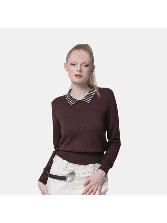PINKO PINKO Sweter Ventotene Brązowy Regular Fit