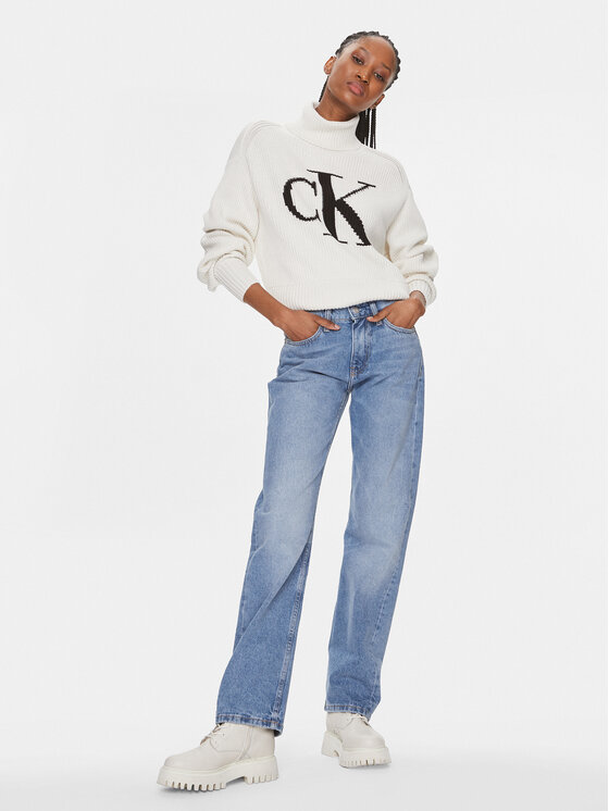 Calvin Klein Jeans Calvin Klein Jeans Rollkragenpullover J20J221960 Écru Regular Fit