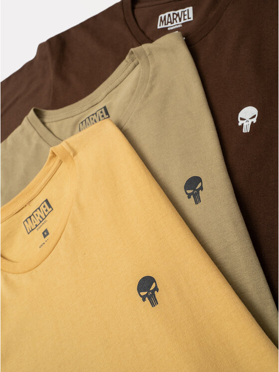 Marvel Marvel T-Shirt Zestaw Koszulek Punisher czaszka trzy sztuki Brązowy Regular Fit
