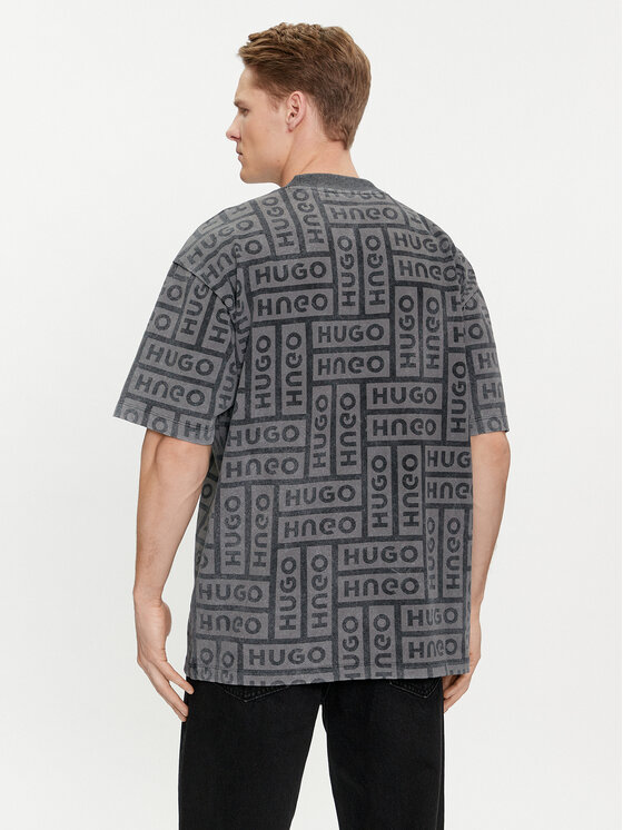 HUGO Hugo T-Shirt Nidane 50510552 Szary Relaxed Fit