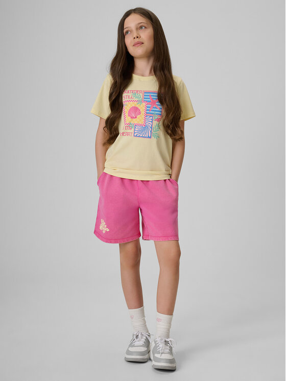 4F 4F T-Shirt SUMMER SPLASH Żółty jasny Regular Fit