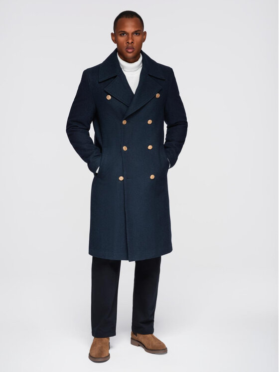 Ombre Męski Płaszcz zimowy, rozmiar XL, Granatowy, OM-COWC-0134