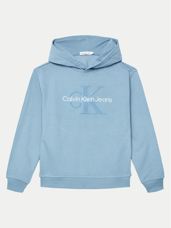 Dětská Mikina Calvin Klein Jeans, Velikost:10Y, Barva: Modrá, Peached Terry Monologo IB0IB02142