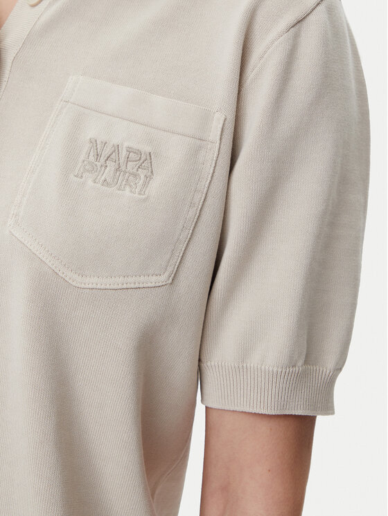 Napapijri Napapijri Тениска с яка и копчета NP0A4IFJ Бежов Regular Fit