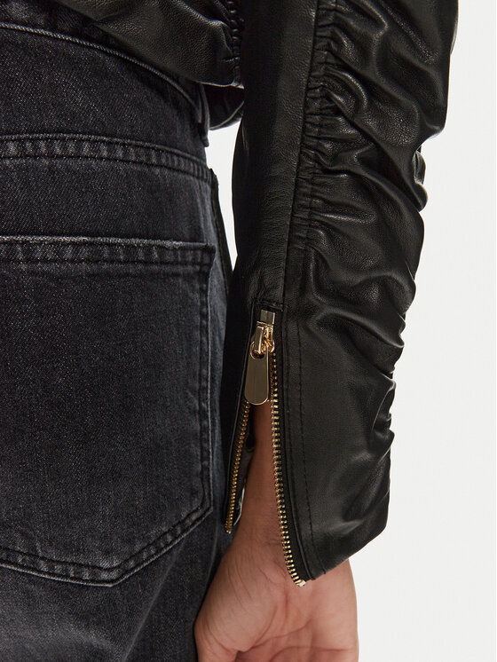 PINKO PINKO Kožená bunda Giasone 102993 A1KC Černá Regular Fit