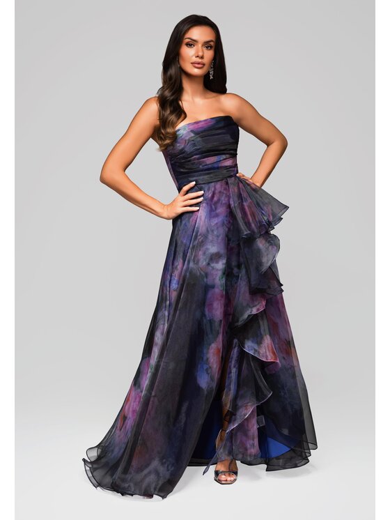 Ombre Ombre Sukienka wieczorowa LA-OM-DLR230 Fioletowy Regular Fit