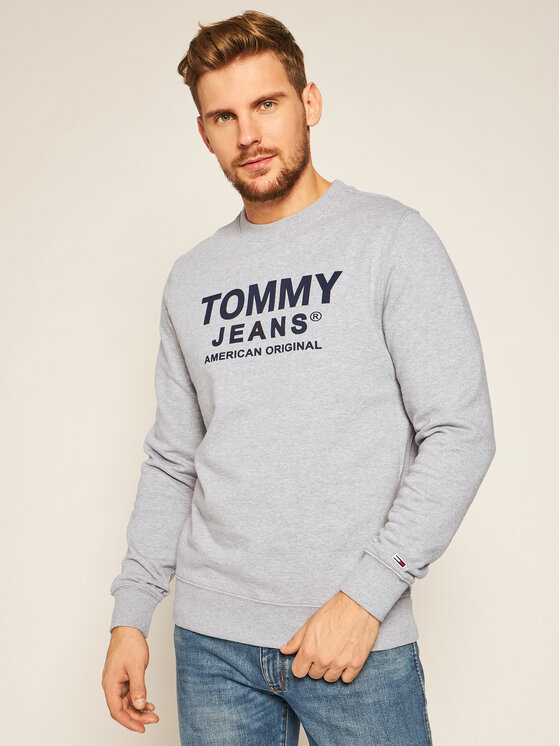 Tommy Jeans Felpa Essential Graphic Crew DM0DM08405 Grigio Regular Fit •  Modivo.it