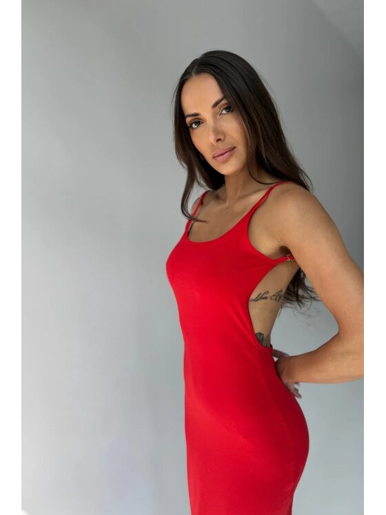 Chiara Wear Chiara Wear Sukienka letnia Sukienka maxi bez pleców BECKY Czerwony Slim Fit