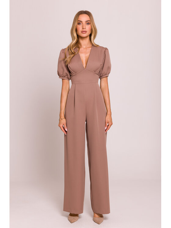 Made of Emotion Made of Emotion Kombinezon M852 Brązowy Sexy Straight Fit