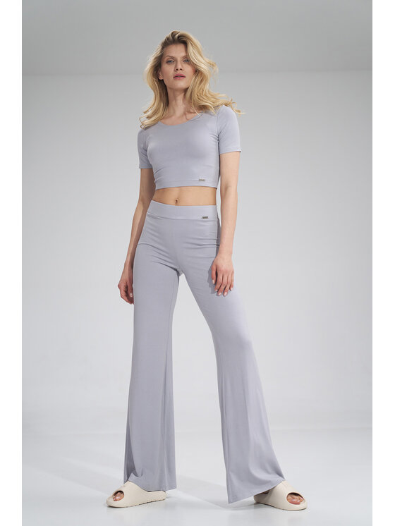 FIGL FIGL Spodnie damskie M749 Szary Regular Fit