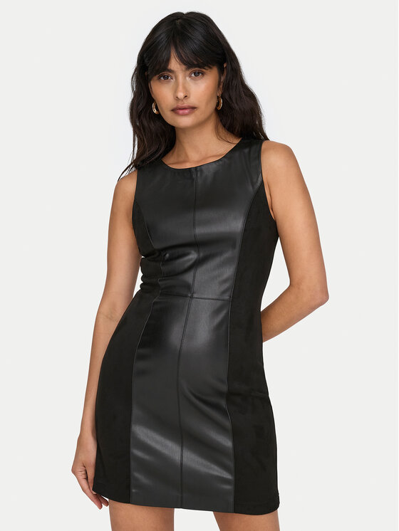 ONLY ONLY Bőr ruha Rafia 15330045 Fekete Slim Fit