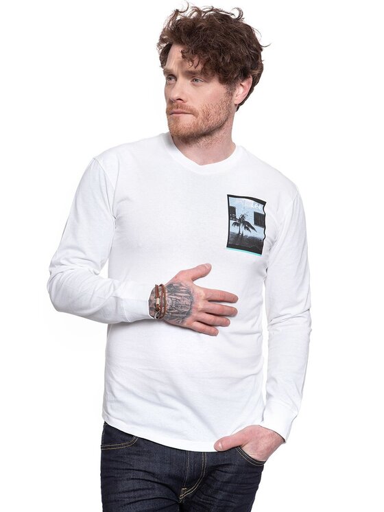 Lee Lee T-shirt LS GRAPHIC CREW Bianco Regular Fit