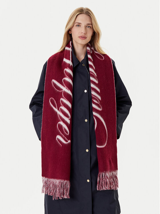 Tommy Hilfiger Szalik Script Logo AW0AW17786 Bordowy