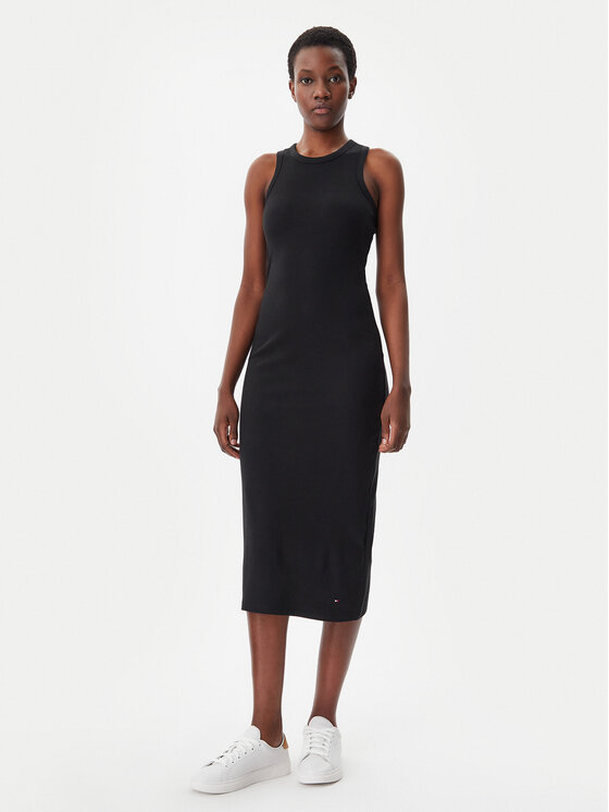 Tommy Hilfiger Tommy Hilfiger Лятна рокля WW0WW38838 Черен Slim Fit