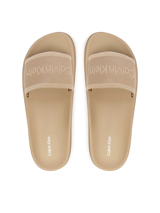 Calvin Klein Calvin Klein Klapki City Sandal Mule Webbing HW0HW02887 Beżowy