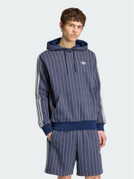 adidas adidas Majica dugih rukava Pinstripes Hoodie KR9704 Tamnoplava Regular Fit