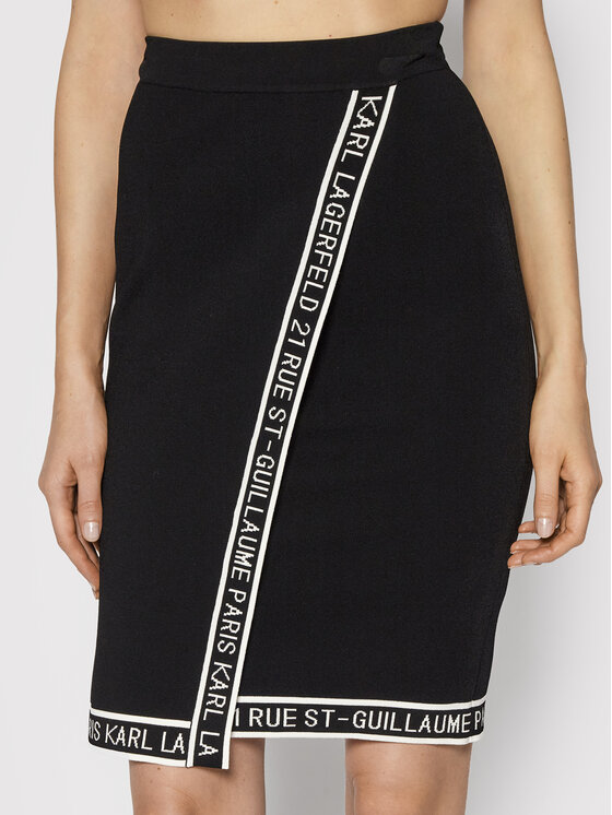 KARL LAGERFELD Fustă tip creion Logo Wrap 216W1241 Negru Regular Fit 216W1241 imagine noua