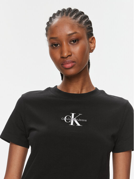 Calvin Klein Jeans Calvin Klein Jeans Póló Monologo Baby Tee J20J223113 Fekete Slim Fit