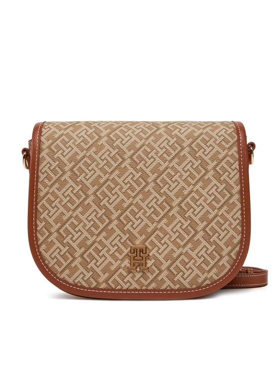 Tommy Hilfiger Borsetta Th Monoplay Leather Saddle Bag AW0AW17414 Marrone, taglia : 00