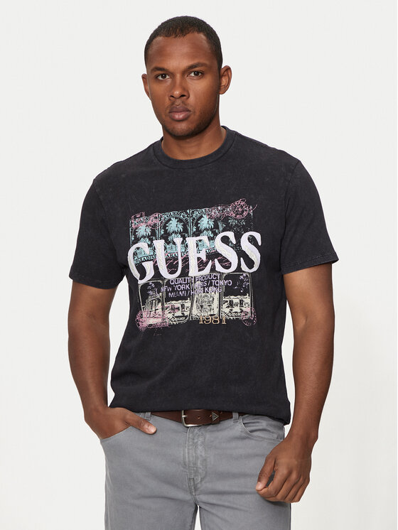 Guess T-krekls M4YI79 K9RM1 Melns Regular Fit