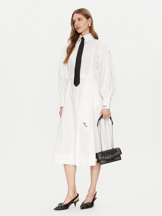 KARL LAGERFELD KARL LAGERFELD Hemdkleid A1W13018 Weiß Regular Fit