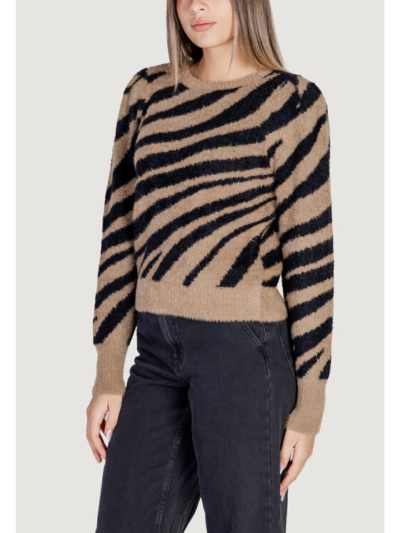ONLY ONLY Maglione Onlpiumo Ls Jq Short O-Neck Cc Knt Marrone Short Fit