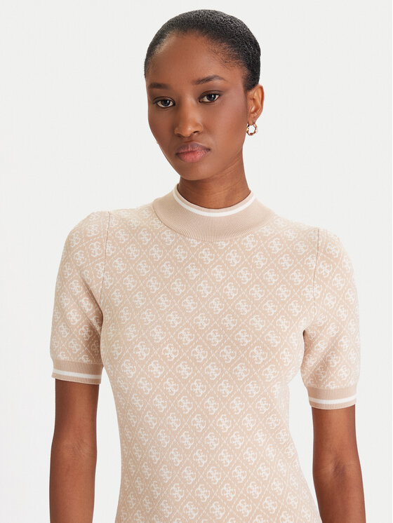 Guess Guess Trikotažinė suknelė W3YK39 Z37K0 Smėlio Slim Fit