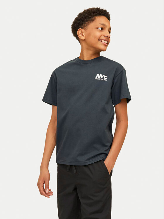 Jack&Jones Junior Majica Bronx Square 12263185 Siva Loose Fit