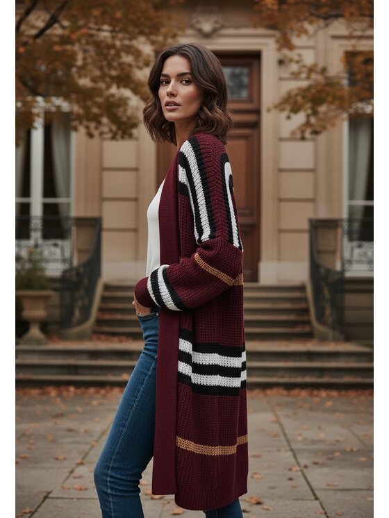 FIGL FIGL Kardigan M1246 Bordowy Regular Fit