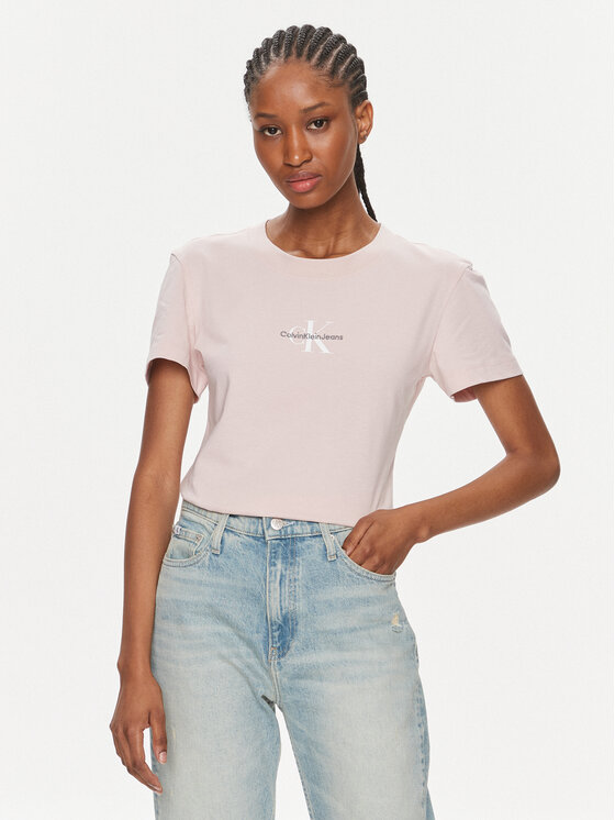 Calvin Klein Jeans Calvin Klein Jeans Marškinėliai Monologo Slim Tee J20J222564 Rožinė Slim Fit