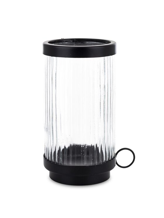 MIAhome MIAhome Świecznik szklany z czarnym metalem 22 cm Czarny