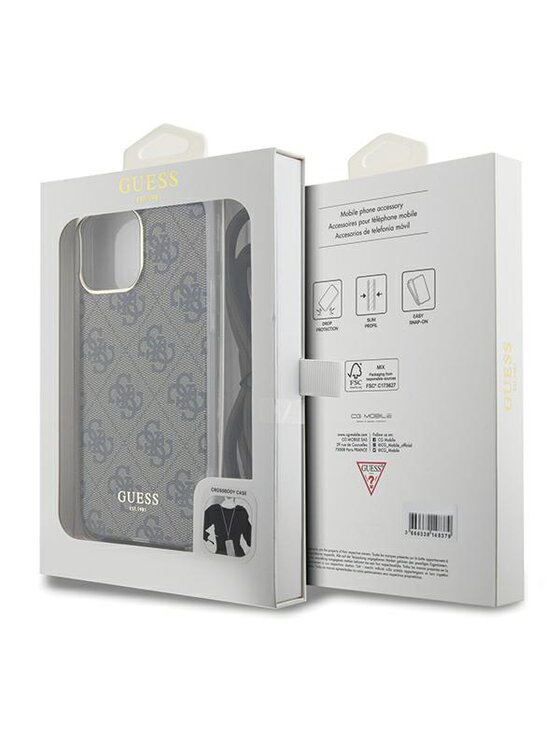 Guess Guess Etui na telefon iPhone 15 Pro Brązowy