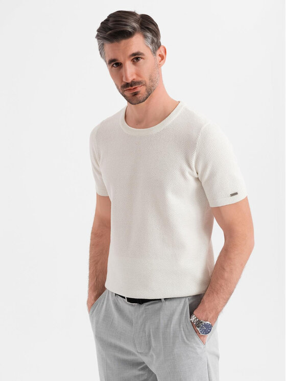Ombre Ombre T-Shirt OM-TSCT-0244 Biały Regular Fit