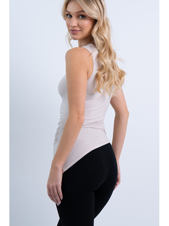 Nudyess Nudyess Blúzka Icon z modalu Béžová Fitted Fit