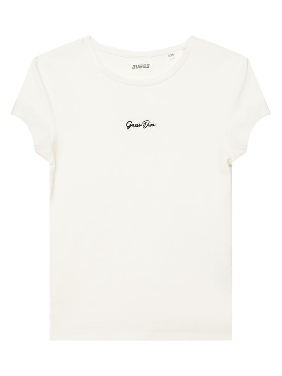 Guess Guess T-Shirt V6YI01 K4258 Kremowy Slim Fit