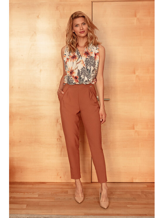 FIGL FIGLFIGL Pantaloni da donna M676 Marrone Regular Fit