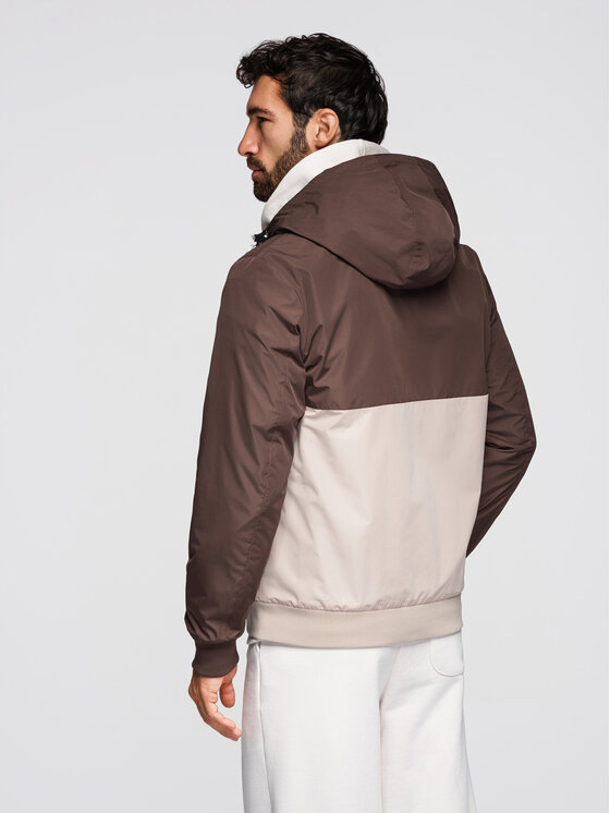 Ombre Ombre Wiatrówka OM-JANP-0242 Brązowy Regular Fit