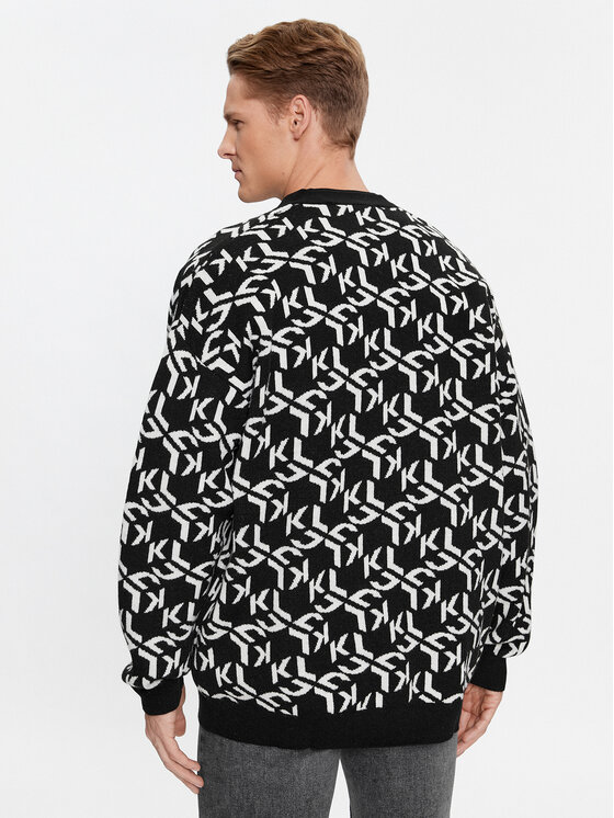 Karl Lagerfeld Jeans KARL LAGERFELD Kardigan Klj Monogram Jacquard Cardigan 236D2050 Czarny Regular Fit