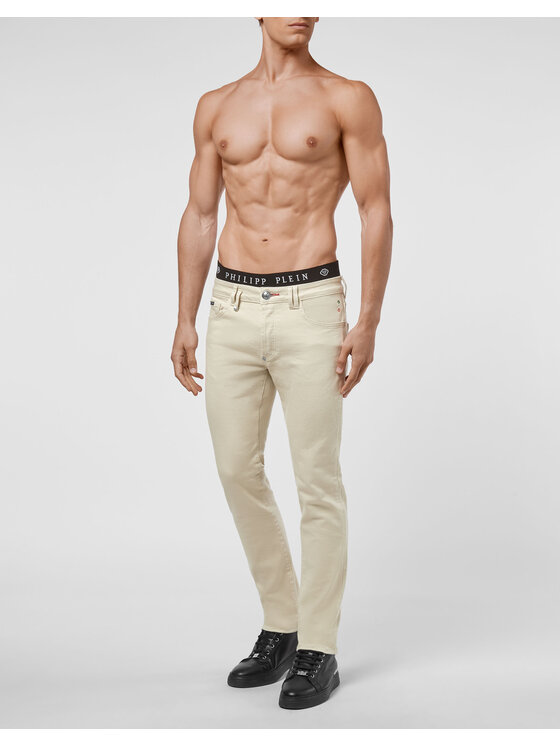 PHILIPP PLEIN PHILIPP PLEIN Jeansy 10967 Beżowy Straight Leg
