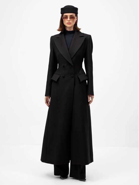 MANDRAGORA MANDRAGORA Płaszcz przejściowy Thoren Czarny Slim Fit