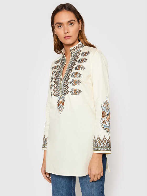 Tory Burch Tunică Embroidered 87518 Bej Relaxed Fit