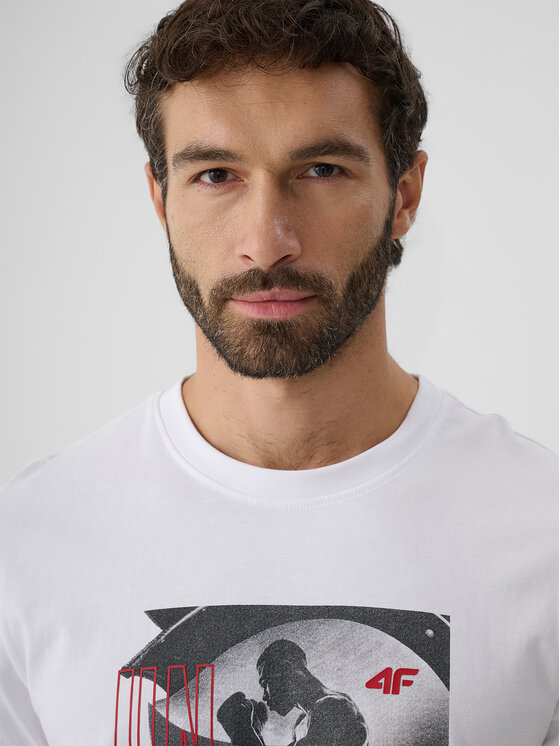 4F 4F T-Shirt STUDIO 4F Biały Regular Fit