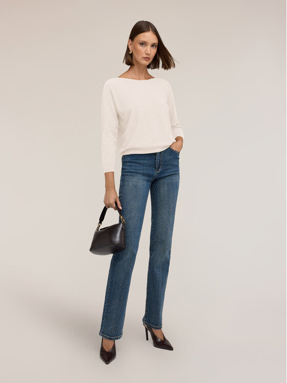 Motivi Motivi Sweter M359E002417N011 Biały Boxy Fit