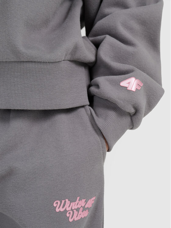 4F 4F Bluza APRES SKI Szary ciemny Loose Fit