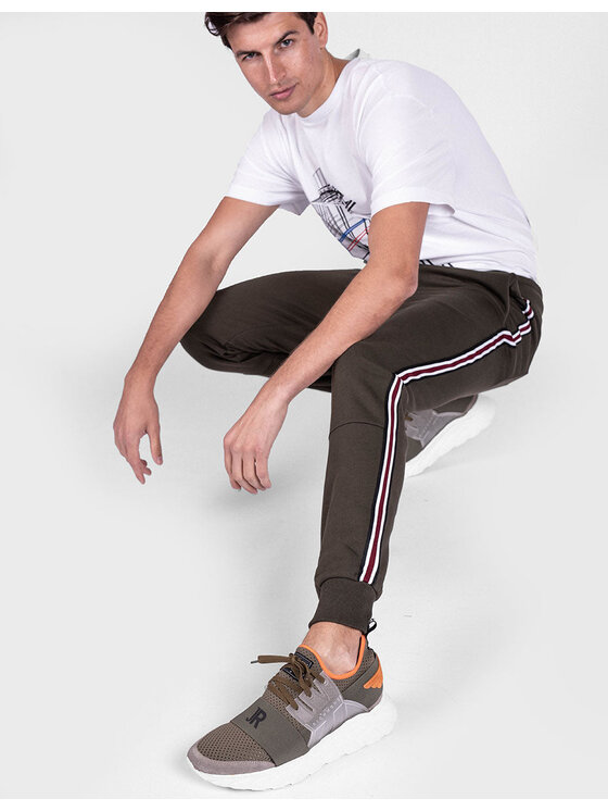 Les Hommes Les Hommes Kalhoty z materiálu UHJ101-750U | Jogging Pants Khaki Slim Fit