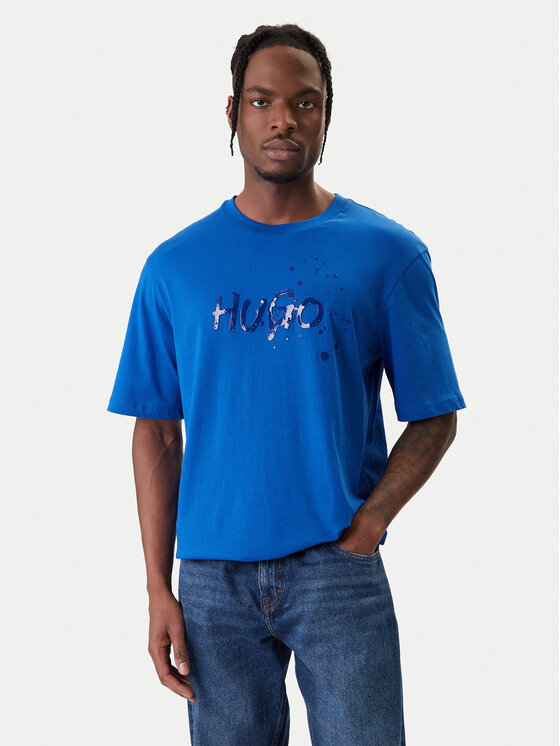 HUGO HUGO T-Shirt Nierofix 50554369 Niebieski Regular Fit