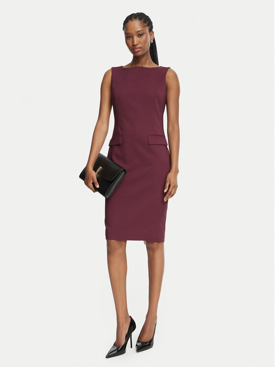 Fracomina Fracomina Cocktail obleka FR26WD2001W42901 Bordo rdeča Slim Fit